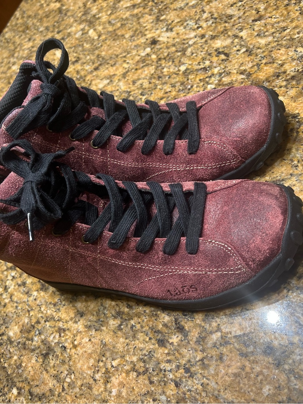 Taos Footwear Burgundy Suede Combat-Style Lace-Up Boots